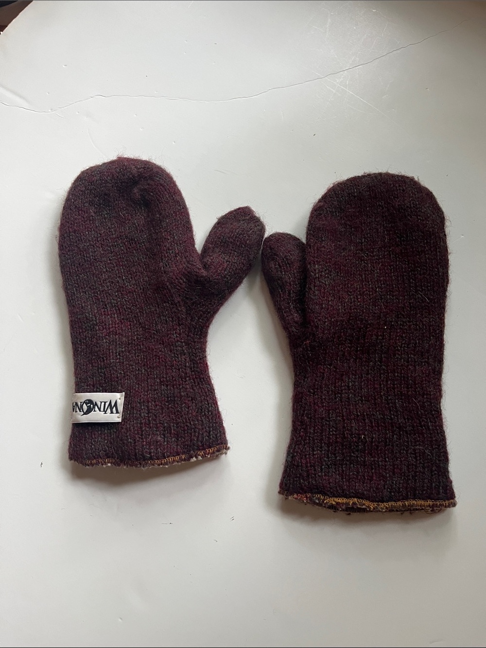 Winona Knits Wool Blend Mittens - Burgundy